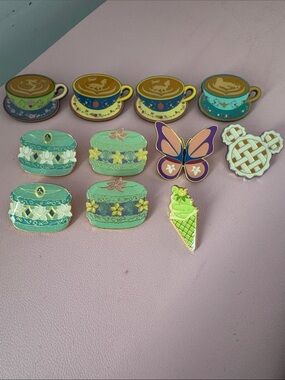 Enamel Pin Set - Pastel Tea Cups, Macarons, Butterfly & Ice Cream